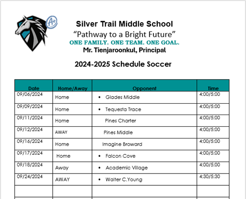 24 25 Soccer Schedule